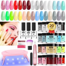 Acrylic Nail Kit Dip Powder Nail Kit Starter with Drill and UV Light, 20 Colors Fast Dry Powder Nail Dipping kit