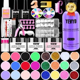 Acrylic Nail Kit, 24 Colors Glitter Acrylic Powder And Liquid Monomer Set (Option: 24Colors)