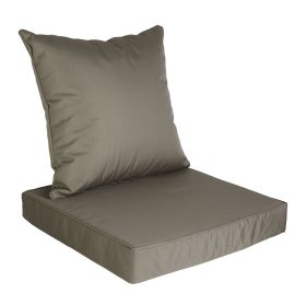 Outdoor Seat Cushion Set Waterproof Patio Furniture Cushion and Back Pillow Fade Resistant Deep Seat Set Chair Pad with Removable Cover for Chair Sofa (Option: SeatCushionDarkGrey)