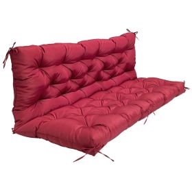 2-3 Seater Swing Cushion Waterproof Outdoor Swing Cushions Replacement Swing Bench Pads Chair Mat with Backrest 8 Tie Straps 59x43.3x3.9in for Patio F (Option: SwingCushionWineRed)