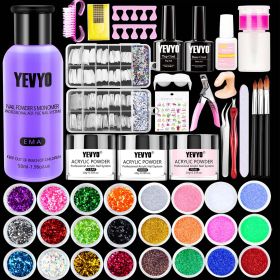 Professional Acrylic Nail Kit,24 Color Glitter Acrylic Powder Monomer Liquid Set (Option: 24Colors)