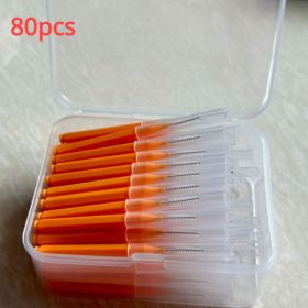 30/80/150/160Pcs I-type push pull interdental brush 0.6-1.5Mm Cleaning Between Teeth Oral Care Orthodontic I Shape Tooth Floss (Color: 80pcs 0.9 mm Orange)