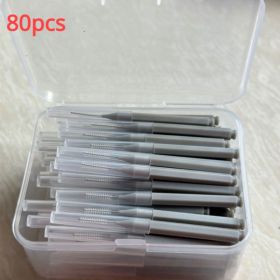 30/80/150/160Pcs I-type push pull interdental brush 0.6-1.5Mm Cleaning Between Teeth Oral Care Orthodontic I Shape Tooth Floss (Color: 80pcs 0.6 mm grey)