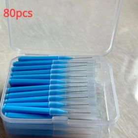 30/80/150/160Pcs I-type push pull interdental brush 0.6-1.5Mm Cleaning Between Teeth Oral Care Orthodontic I Shape Tooth Floss (Color: 80pcs 1.2 mm Blue)