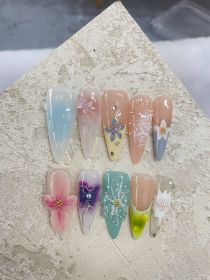 Hand-painted Three-dimensional Carved High Class Elegant Long Hand-worn Armor Hand-made (Option: Long Tip-L)